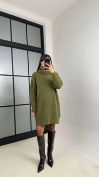 Yeşil Balıkçı Yaka Oversize Triko Elbise GAUS-00900GAUSELBİSEGAUS-00900