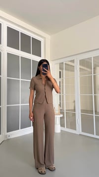 Vizon Crop Bluz Beli Lastikli Pantolon Bürümcük Takım GAUS-01555GAUSSuitsGAUS-01555