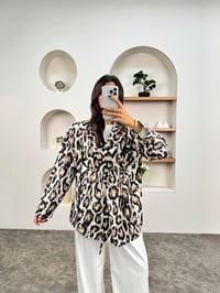 Zena Leopar Desenli Astarlı Bağlamalı Premium CeketGausCEKETGU00903640