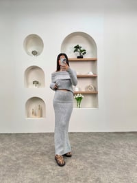 Gri Kayık Yaka Triko Etekli TakımGausTAKIMGU00903489