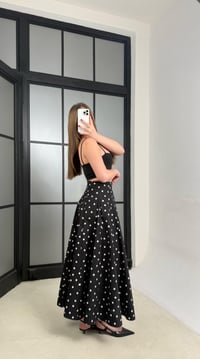 Siyah Puantiye Desenli Premium Poplin Etek GAUS-01261GAUSETEKGAUS-01261