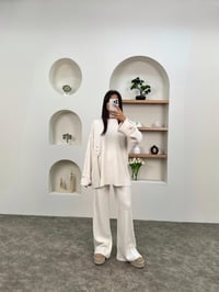 Cose Ekru Düğme Detaylı Yırtmaçlı Üst Alt Triko TakımGausTAKIMGU00903767