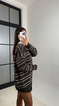 Acı Kahve Polo Yaka Çizgili Triko Kazak GAUS-00601GAUSSweaterGAUS-00601