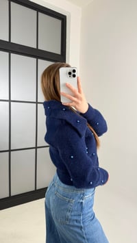 Lacivert Boncuk İşlemeli Yakalı Hırka GAUS-00765GAUSHIRKAGAUS-00765