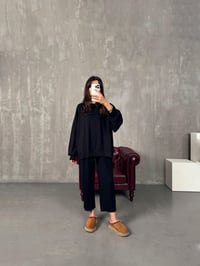 Serge Siyah Oys Kumaş Oversize İkili Takım GausTAKIMGU00903807
