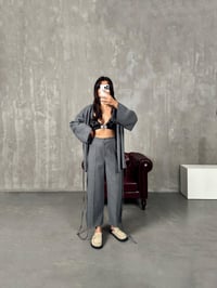Drex Antrasit Yumuşak Kaşe Kimono TakımGausTAKIMGU00903812