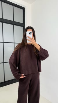 Acı Kahve Kazak Beli Lastikli Pantolon Buklet Kumaş İkili Takım GAUS-00138GAUSTAKIMGAUS-00138