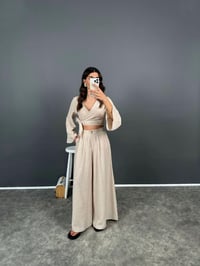 Libens Taş Crop Bol Paça Pantolon TakımGausTAKIMGU008351