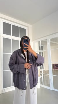 Antrasit Çıtçıt Düğmeli Kareli Kapüşonlu Yağmurluk GAUS-02001GAUSJacketsGAUS-02001