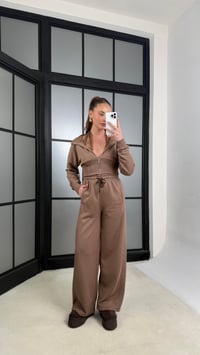 Sütlü Kahve Dantel Detaylı Hırka Beli Lastikli Eşofman Takım GAUS-01226GAUSTAKIMGAUS-01226