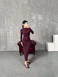 Lusi Bordo Drapeli Tasarım ElbiseGausELBİSEGU00904112