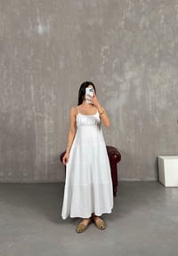 Beyaz Ayarlanabilir Askılı Yarım Astarlı Müslin Elbise Gaus00244GausELBİSEGU1001565