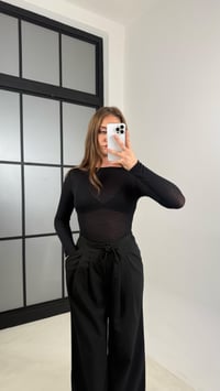 Siyah Beli Lastikli Pile Detaylı Kumaş Pantolon GAUS-00538GAUSPANTOLONGAUS-00538