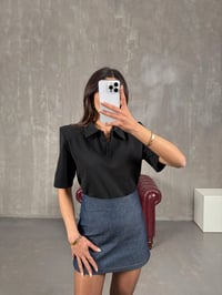 Pola Siyah Büyük Vatkalı Polo Yaka TshirtGausTSHIRTGU100642