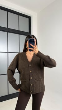 Acı Kahve Cep Detaylı Düğmeli Triko Hırka GAUS-00759GAUSHIRKAGAUS-00759