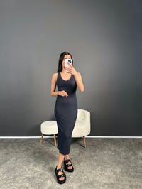 Füme V Yaka Midi Boy Basic ElbiseGausELBİSEGU007145
