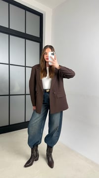 Kahve Astarlı Vatkalı Cep Detaylı Blazer Ceket GAUS-01158GAUSCEKETGAUS-01158