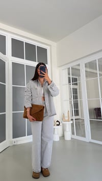Gri Çizgi Detaylı Gömlek Pantolon İkili Denim Takım GAUS-01882GAUSSuitsGAUS-01882