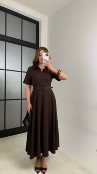 Acı Kahve İnce Kemerli Elbise GAUS-00991GAUSELBİSEGAUS-00991