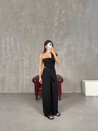 Siyah Asimetrik Kesim Bluz Pantolon Sandy Kumaş Takım Gaus00234GausTAKIMGU1001539