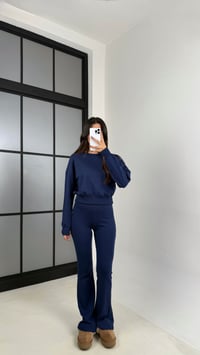 Lacivert Kazak İspanyol Paça Pantolon Muadil İkili Takım GAUS-00208GAUSTAKIMGAUS-00208