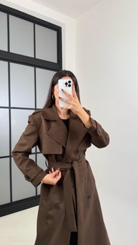 Acı Kahve Astarlı Kuşaklı Süet Trençkot GAUS-00228GAUSTRENÇKOTGAUS-00228