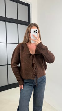 Kahve Önü Bağlama Detaylı Triko Hırka GAUS-00552GAUSHIRKAGAUS-00552