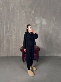 Luisa Siyah Kapüşonlu Modal Kumaş TakımGausTAKIMGU00904303