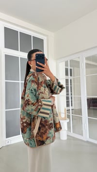 Turkuaz Vintage Desenli Kapitone Ceket GAUS-02127GAUSJacketsGAUS-02127
