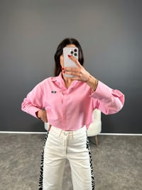 Cardi Pembe Baskılı Crop GömlekGausGÖMLEKGU004387