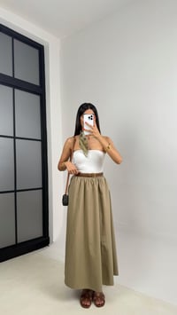Yeşil Beli Lastikli Cepli Poplin Etek GAUS-0041GAUSETEKGAUS-0041