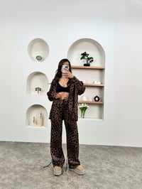 Lavi Kahve Leopar Saten Bağlamalı TakımGausTAKIMGU00903574