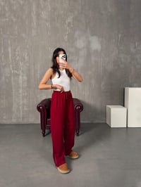 Brow Bordo Üç İplik Şardonsuz Fermuar Paçalı Eşofman AltıGausEŞOFMANGU00904250