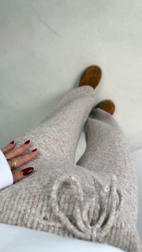 Bej Beli Lastikli Yumuşak Dokulu Triko Pantolon GAUS-00652GAUSPANTOLONGAUS-00652