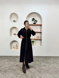 MD Siyah Belden Büzgülü Fermuarlı Muadil ElbiseGausELBİSEGU00903462