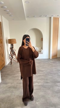 Kahve Kazak Beli Lastikli Pantolon İkili Triko Takım GAUS-00811GAUSTAKIMGAUS-00811