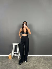 Fado Siyah Kumaş Palazzo PantolonGausPANTOLONGU008865