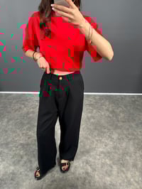 Siyah GK Gold Düğmeli Beli Lastikli PantolonGausPANTOLONGU008099