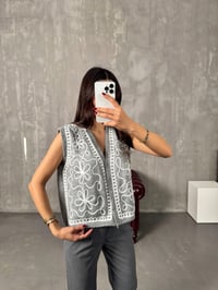 Rone Gri Nakışlı Triko YelekGausYELEKGU00903975