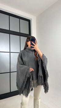 Antrasit Balıkçı Yaka Püskül Detaylı Panço Kazak GAUS-00953GAUSKAZAKGAUS-00953