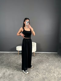 RY Siyah Saten Beli Lastikli Pantolon GausPANTOLONGU004565