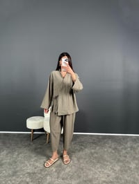 Diore Pinterest Haki Yandan Bağlamalı İkili Takım GausTAKIMGU007968