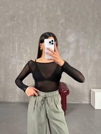 Siyah Transparan Kaşmir Dokulu Bluz Gaus00272GausBLUZGU1001628