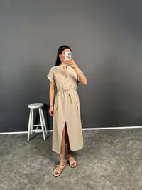 Corinna Taş İthal Kumaş Önü Yırtmaçlı ElbiseGausELBİSEGU008152