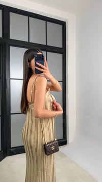 Bej Ayarlanabilir Askılı Piliseli ZR Model Elbise GAUS-01375GAUSELBİSEGAUS-01375