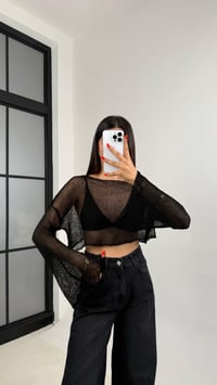 Siyah Kolu Volanlı Merserize Bluz GAUS-0061GAUSBLUZGAUS-0061