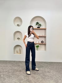 Riva Koyu Mavi ZR Model Kesik Paça Palazzo Kot PantolonGausPANTOLONGU00903701