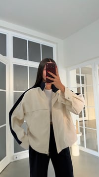 Ekru Paraşüt Kumaş Ceket Beli Lastikli Modal Kumaş Pantolon İkili Premium Takım GAUS-02242GAUSTAKIMGAUS-02242