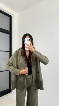 Haki Kapüşonlu Hırka Beli Lastikli Pantolon İkili Premium Takım GAUS-0075GAUSTAKIMGAUS-0075