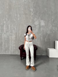 Lefko Krem ZR Model Çımalı İspanyol Paça PantolonGausPANTOLONGU00904199